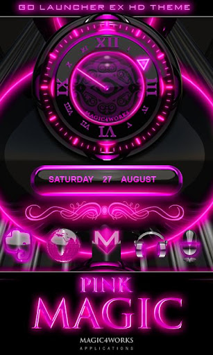 3D glow pink GO theme apk