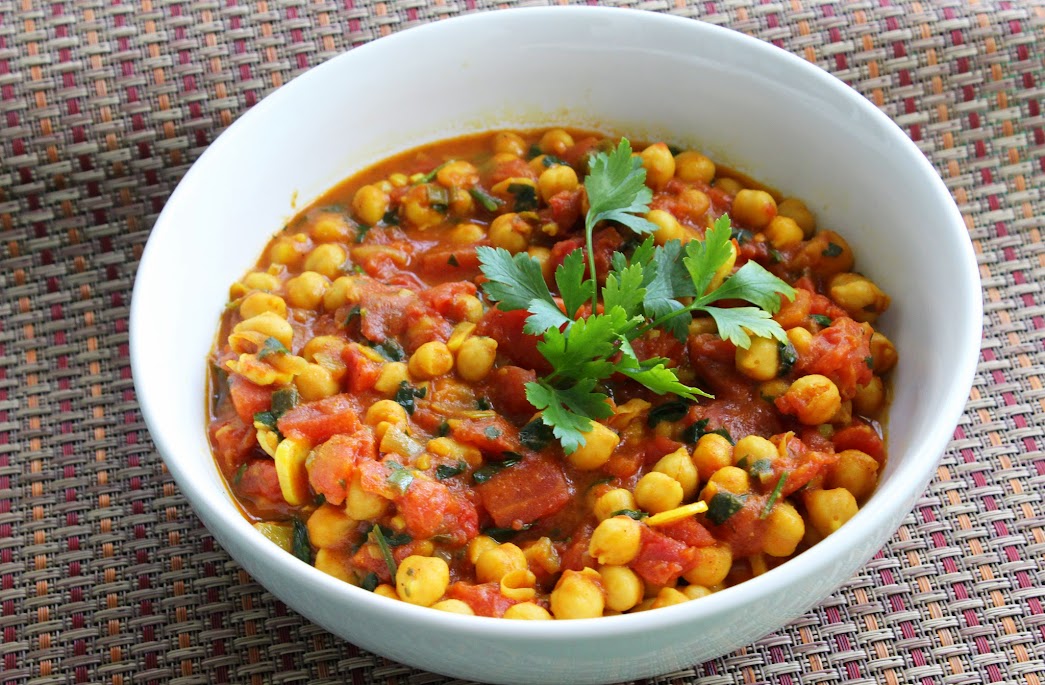 Curried Chana with tomatoes