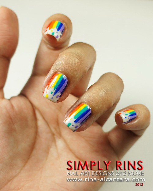 Dripping Rainbow Nail Art Design