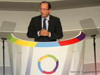 François Hollande, président français, lors de l’ouverture du XIXème sommet de la Francophonie à Kinshasa. Radio Okapi/ Ph. John Bompengo