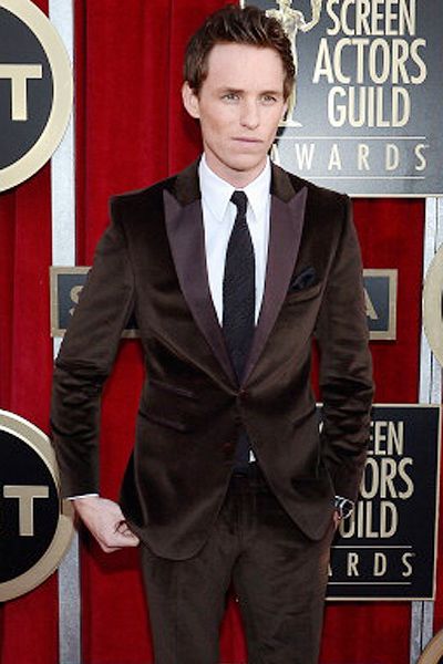 Actor Eddie Redmayne poses for the cameras during the 19th Annual Screen Actors Guild Awards, held at The Shrine Auditorium in Los Angeles on January 27, 2013. (Getty Images)