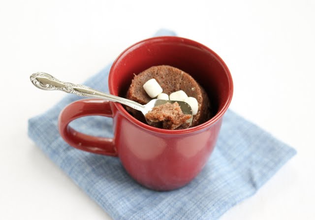 overhead photo of Hot chocolate mug cake