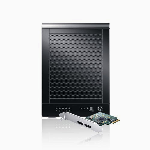  Sans Digital TowerRAID TR5UT-BP 5-Bay SATA to USB3.0/eSATA RAID 5 NAS Enclosure (Black), with 6Gbps PCI-Express 2.0 HBA