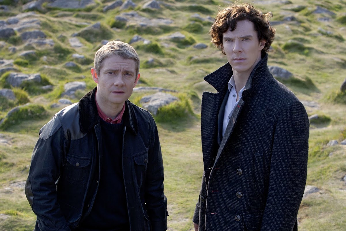 BBC Sherlock: The Hounds of Baskerville - Martin Freeman is Dr John Watson and Benedict Cumberbatch is Sherlock Holmes