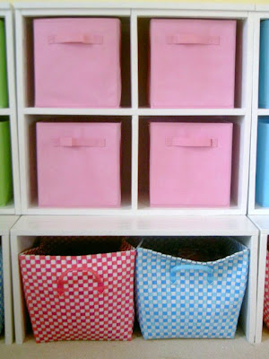 diy storage cubbies with fabric bins