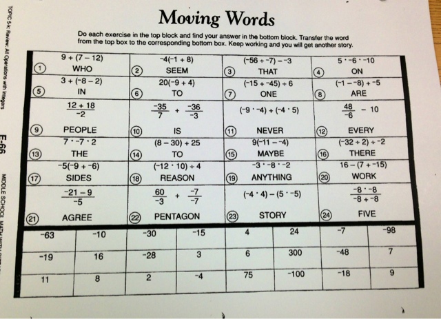 Moving Words Worksheet Answer Key