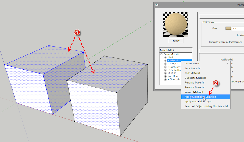 material - การใช้งานคำสั่ง Apply Material to Selection, Layer และ Select All Objects Using This Material Vrayamt01