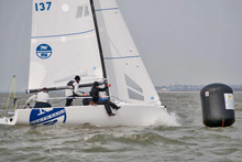 J/70 North Sails rounding mark at Warsash Spring Series