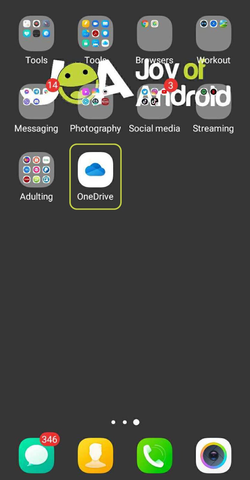 Tap on OneDrive to launch it.