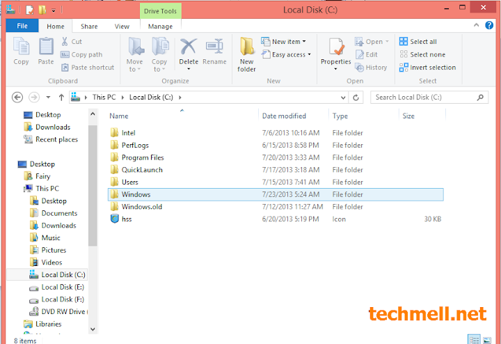 Windows Folder in C Drive in Windows 8.1