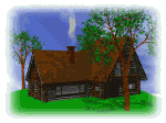 Chalet in the woods small animation with smoking chimney