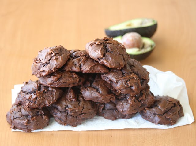 photo of Avocado Chocolate Cookies piled on a napkin