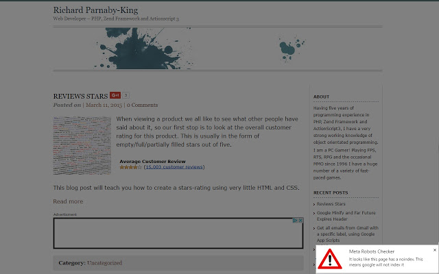 NoIndex,NoFollow Meta Tag Checker Google Chrome