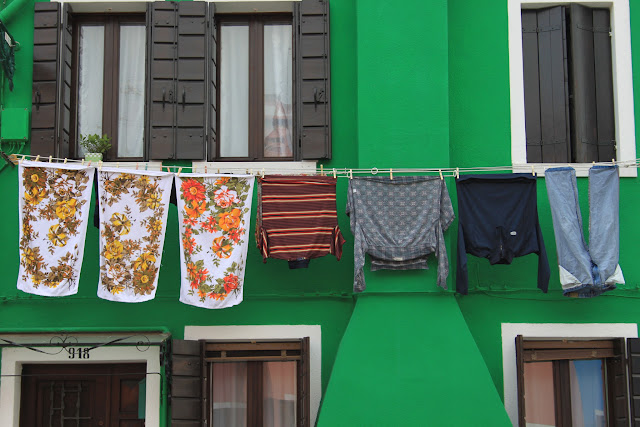 Fachada verde en Burano