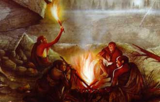la scoperta del fuoco nella preistoria, testo e immagini