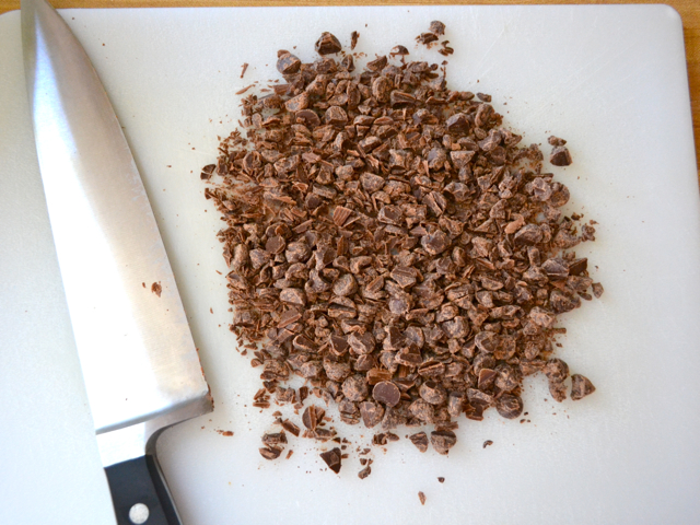 chopped chocolate with knife 