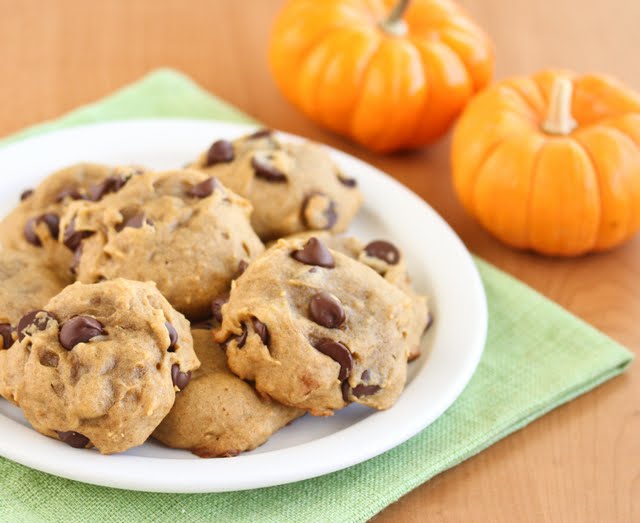 photo of a plate of Pumpkin Chocolate Chip Cookies