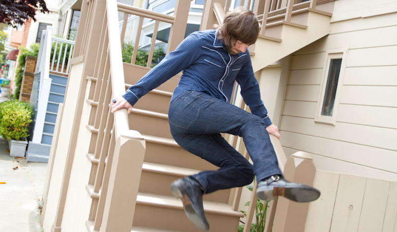 Blue SS shirt Ben stair acrobatics