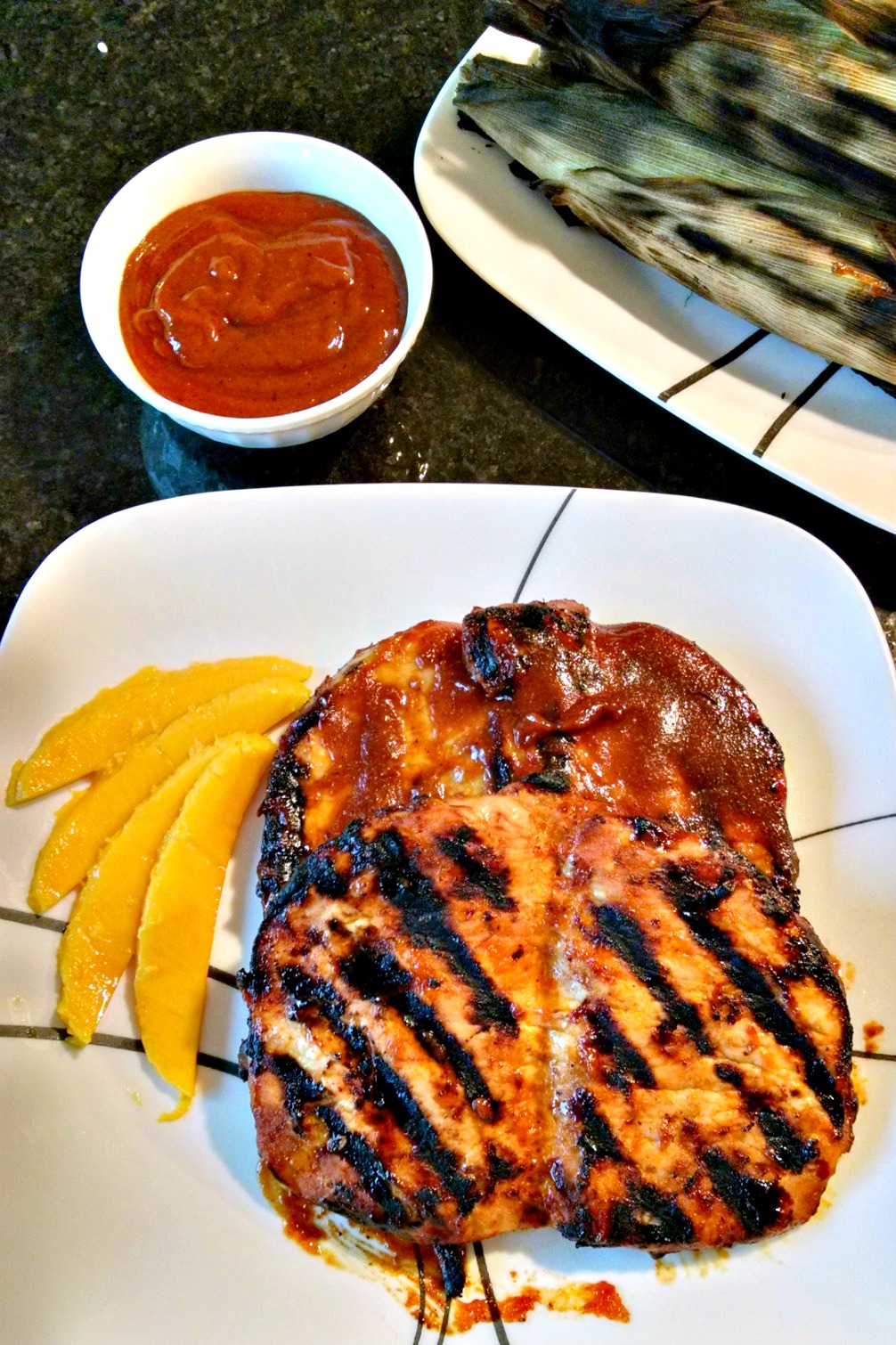Exotically sweet mango is the basis for this simply tasty sauce. Mango Barbecued Pork Chops takes you to the tropics right from your kitchen. This recipe makes plenty of sauce for at least 2 meals work of chops.