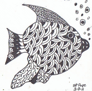 Moxie Blue: Zentangle Challenge-Blue, a Fish, and an Angel...