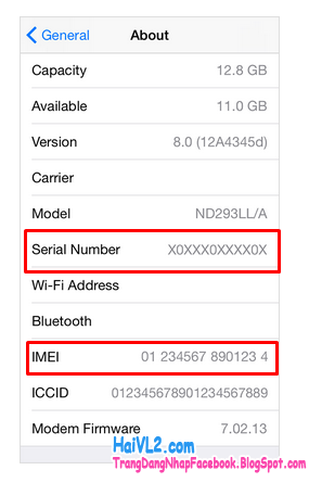 kiểm tra số IMEI và Serial number của iPhone