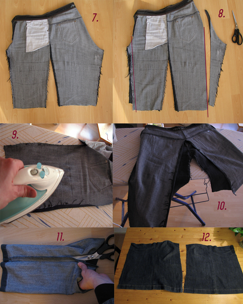 How to make a skirt out of old jeans/reconstruction tutorial