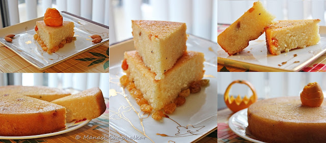 Orange Semolina Cake or Rava Cake