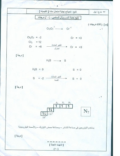 نموذج إجابة امتحان الكيمياء2011   (2)       10