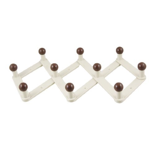 Amico Home Plastic Brown Off White Flexible Ten Round Knobs Clothes Hats Hanger