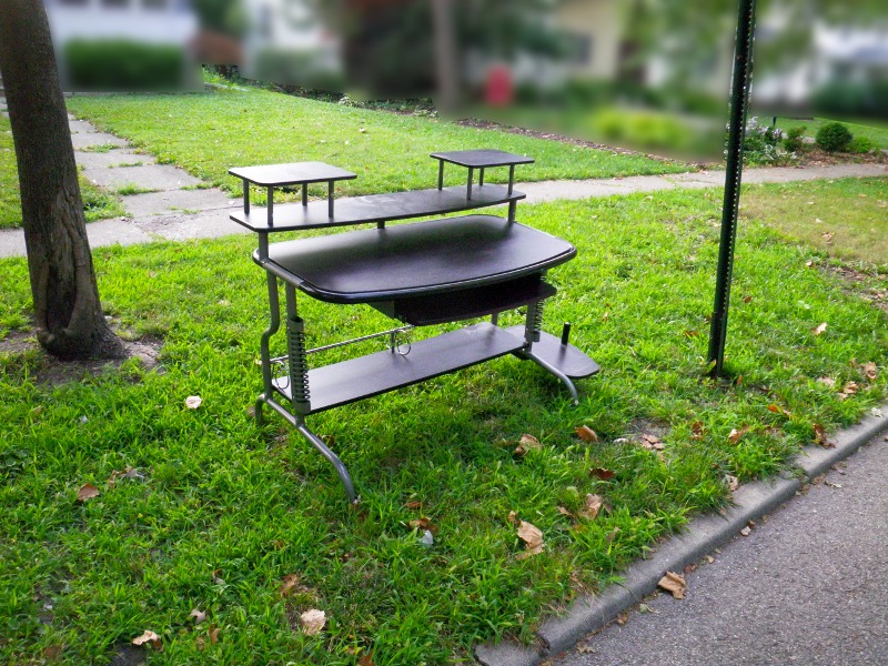 Discarded computer desk