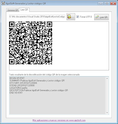 Leer y decodificar código QR de imagen con AjpdSoft Generador y Lector códigos QR