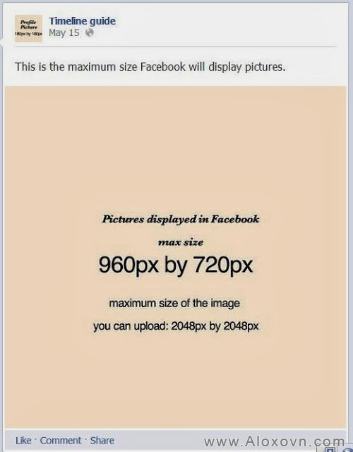 Kích cỡ chuẩn các thành phần trên Facebook