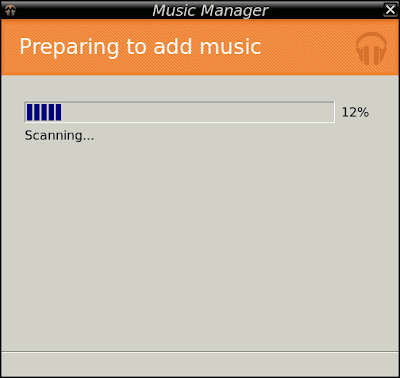 Google Music Manager mit 12% Fortschritt
