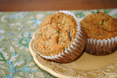 zucchini, carrot, oat bran muffins