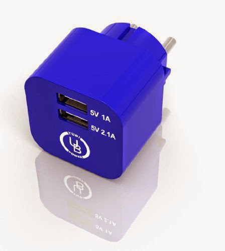  Yubi Power Travel 5V 3.1A Dual USB Schuko Wall Charger Type E/F for Germany, France, Europe, Russia  &  more - Blue