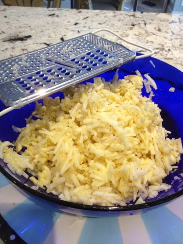 bowl of grated potatoes