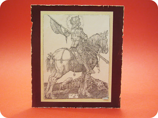 One of our TV art interns, Miya Chua, who studies at Bennington College, in Vermont, used tears from a vintage book to make a sweet card for her valentine. Maybe one day he will trot up on horseback and whisk her away!