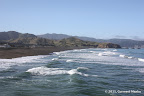 Sharp Park Beach and Mori Point seen from fishing pier