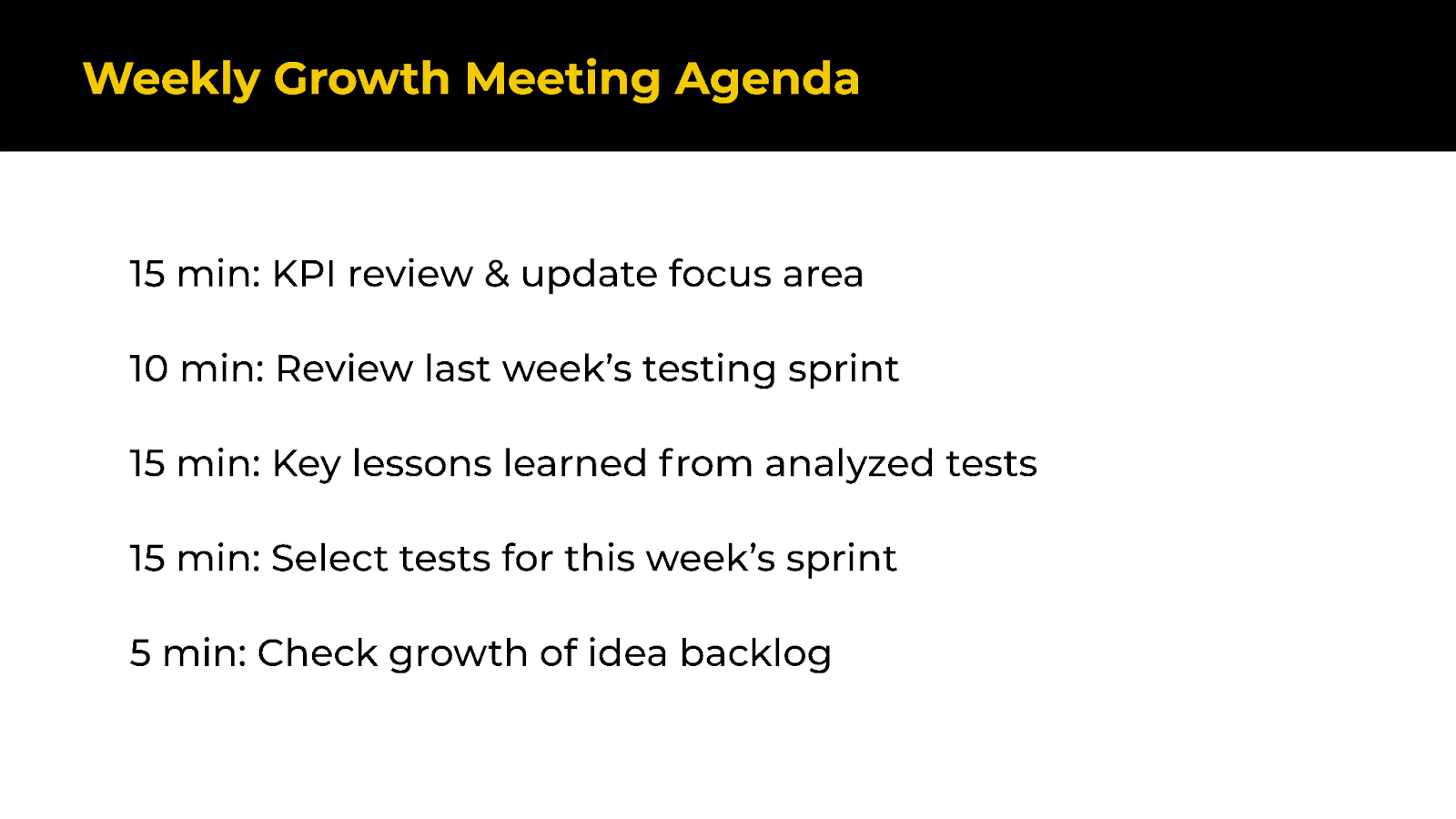 weekly growth meeting agenda