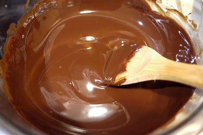 photo of the melted chocolate and butter in a bowl