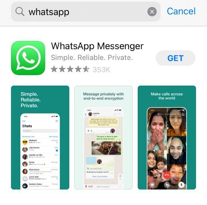 Install or reinstall the WhatsApp messenger app on the iPhone.
