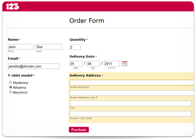 customer order form template