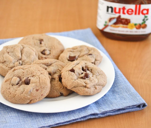 photo of a plate of soft Soft Nutella Cookies