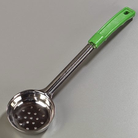 Carlisle 604381 Measure Miser 4 Oz. Perf. Green Portion Control Spoon