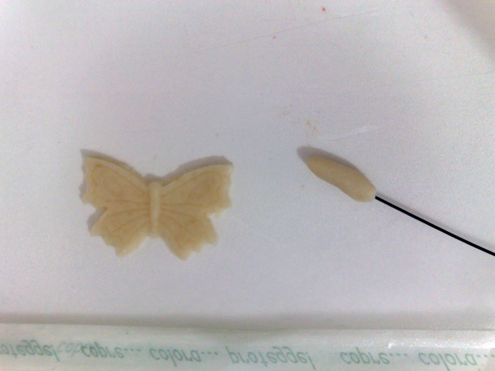facciamo il busto della farfalla e infilziamolo nel fil di ferro con un p² di colla incolliamolo a farfalla e chiu diamo un p² le ali per dare movimento