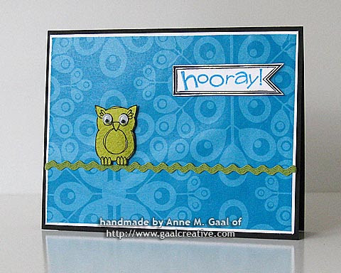 Hooray Owl Card made with wrapping paper