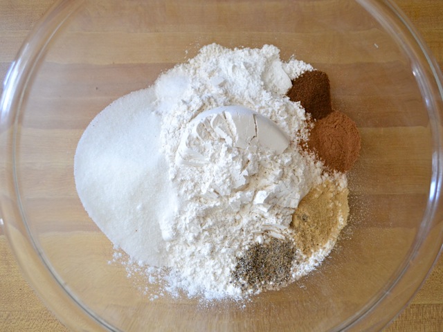 Dry ingredients in mixing bowl 