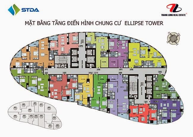 Mặt bằng tầng 6 - 20 chung cư Ellipse Tower 110 Trần Phú