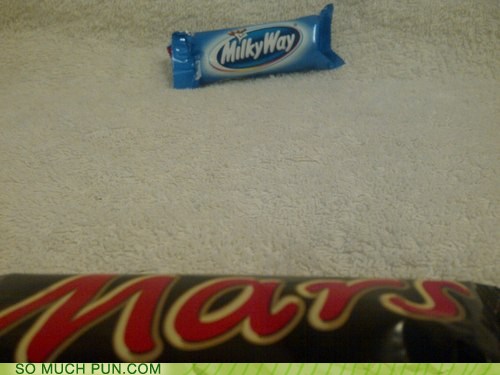 photo of a Mars bar and a Milky Way bar...a view of the Milky Way from Mars
