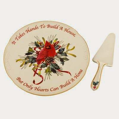  Lenox Winter Greetings Sentiment Cake Plate With Server